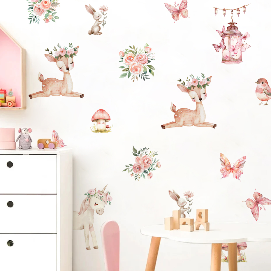 Baby Girl Nursery Quotes - 子供部屋用の鹿の絵が描かれたウォールステッカー,エルフのステッカー,美しいアートデカール,保育園と赤ちゃん,女の子と保育園