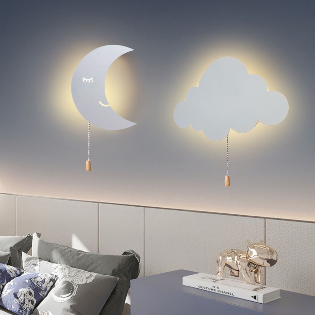 Baby Nursery Wall Lights - ベッドサイドウォールランプ,USBポート充電,単三電池式,ジッパースイッチ付き,動物デザイン,スター,子供部屋,寝室用ライト