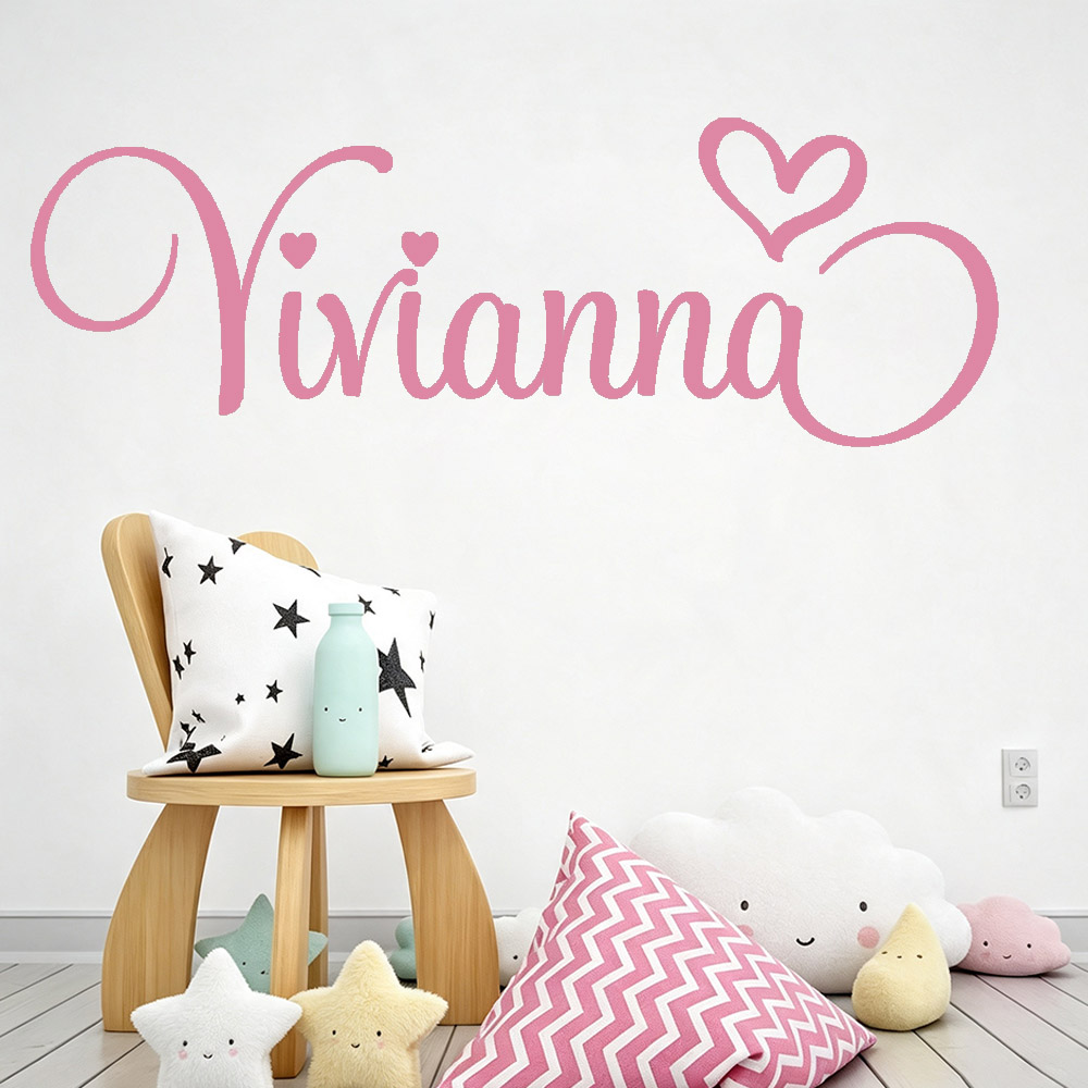 Baby Nursery Decor Girl - 子供部屋用ウォールステッカー パーソナライズされた子供の名前入りビニールデカール ハート型名前入り装飾ステッカー 男の子 女の子 赤ちゃん部屋用
