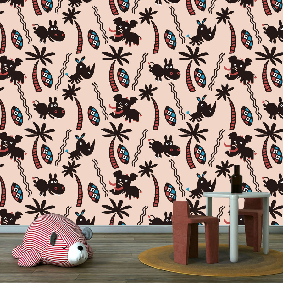 Baby Nursery Peel And Stick Wallpaper - 漫画風カスタムピールアンドスティック壁紙 リビングルーム用 接着剤不要壁紙 ホームデコレーション 子供部屋 赤ちゃん部屋