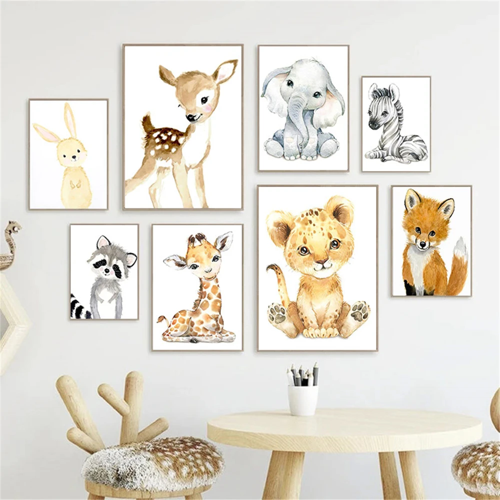 フレームなしのプリント写真、動物のベビーベッド用壁飾り、キャ - Baby Nursery Frames のレビューと価格