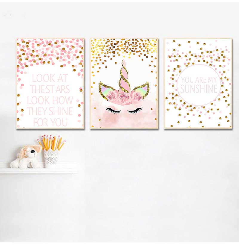 装飾絵画女の赤ちゃんの寝室の装飾ピンクユニコーン保育園引用ア - Baby Girl Nursery Quotes のレビューと価格