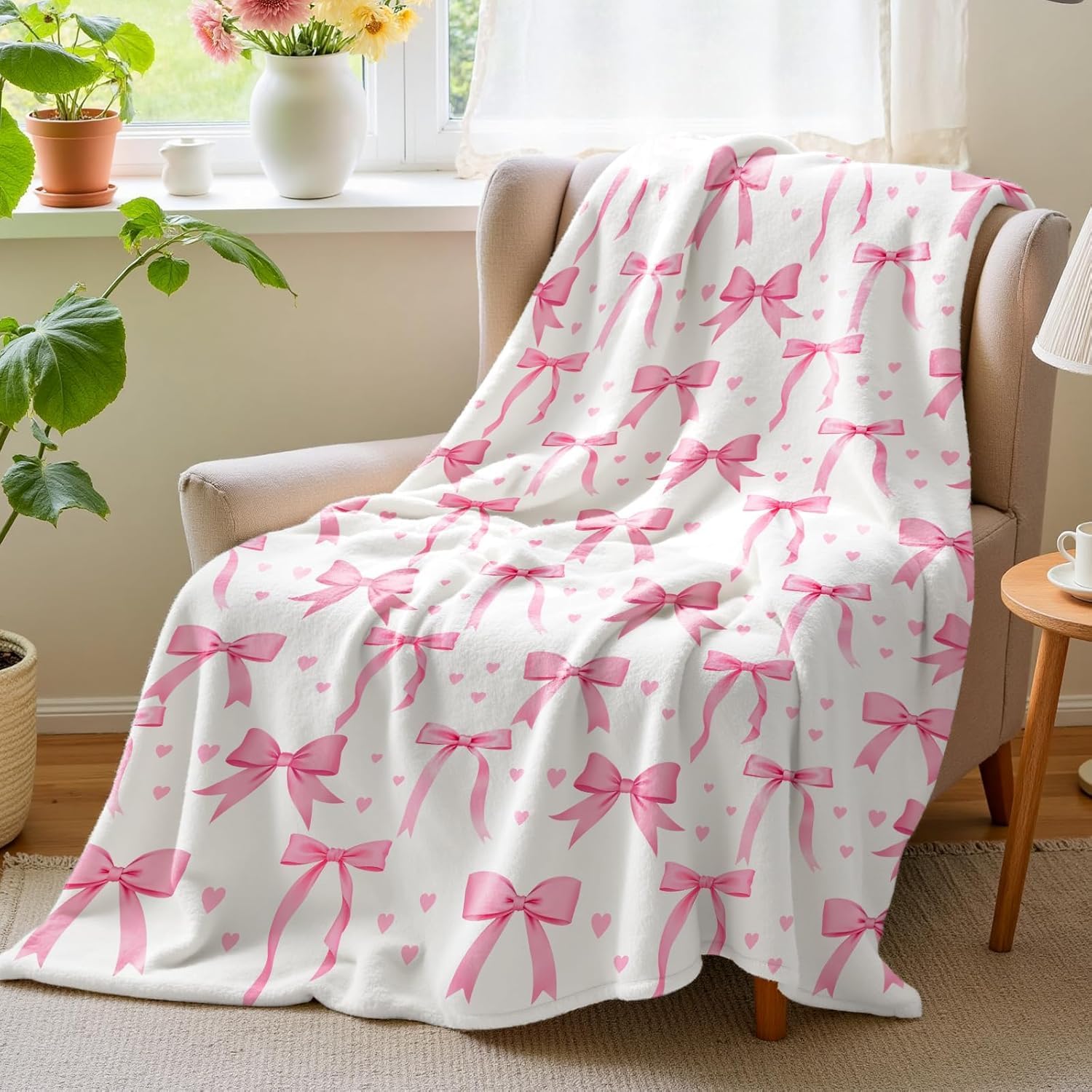 VIKAMA ピンクのリボンブランケット、柔らかく快適、洗濯 - Baby Nursery Decor Girl のレビューと価格
