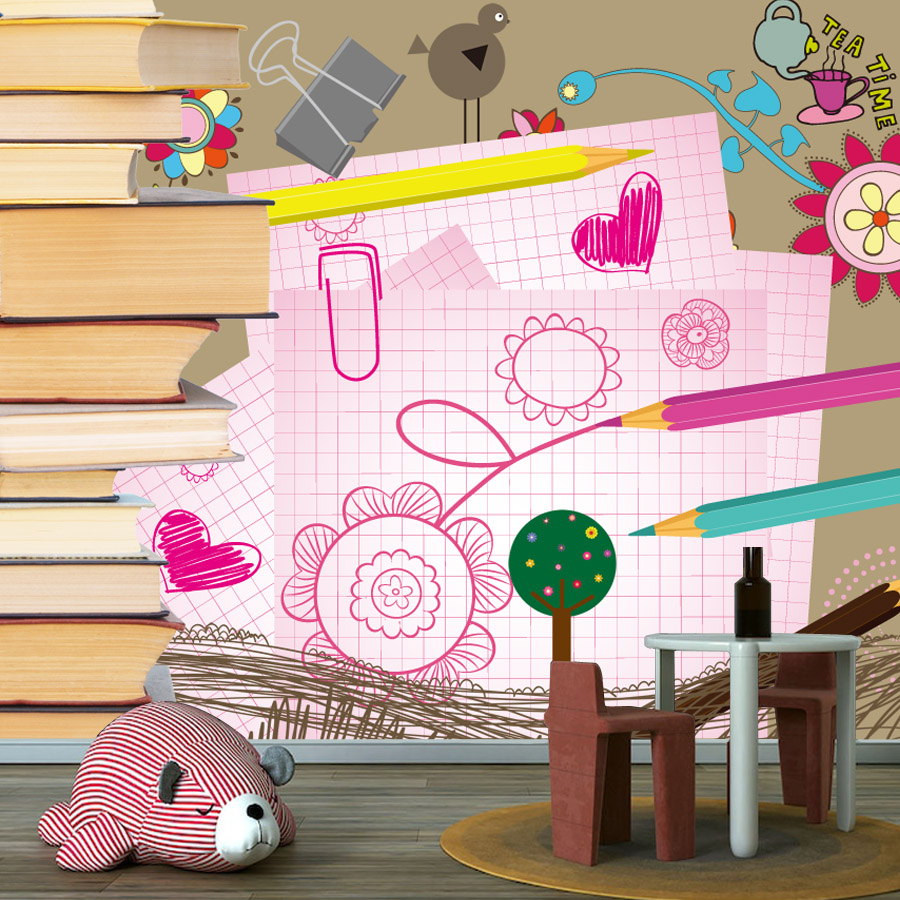 漫画の本の絵を描くのが簡単な貼って剥がせる壁紙、リビングルー - Baby Nursery Peel And Stick Wallpaper のレビューと価格
