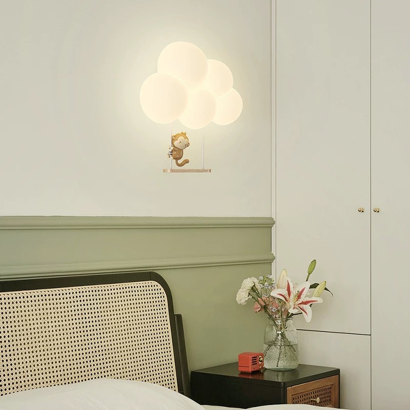 クリームスタイル漫画クリエイティブ寝室ベッドサイドクラウドウ - Baby Nursery Wall Lights のレビューと価格